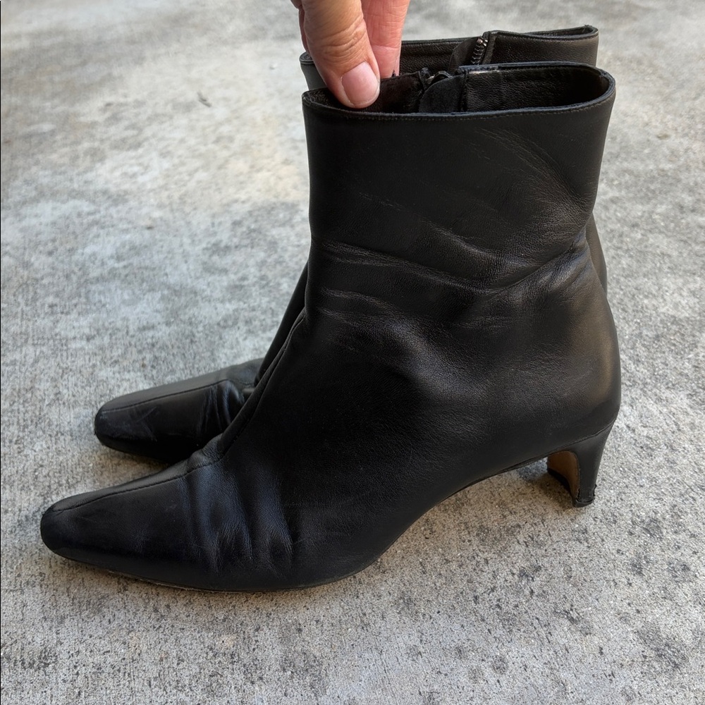 Staud Wally Boots used some wear at heel 37 1/2 square toe zipper booties flaw - Picture 3 of 16